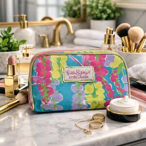 Lilly Pulitzer x Estée Lauder Floral Cosmetic Bag Set – Includes 2 Bottles